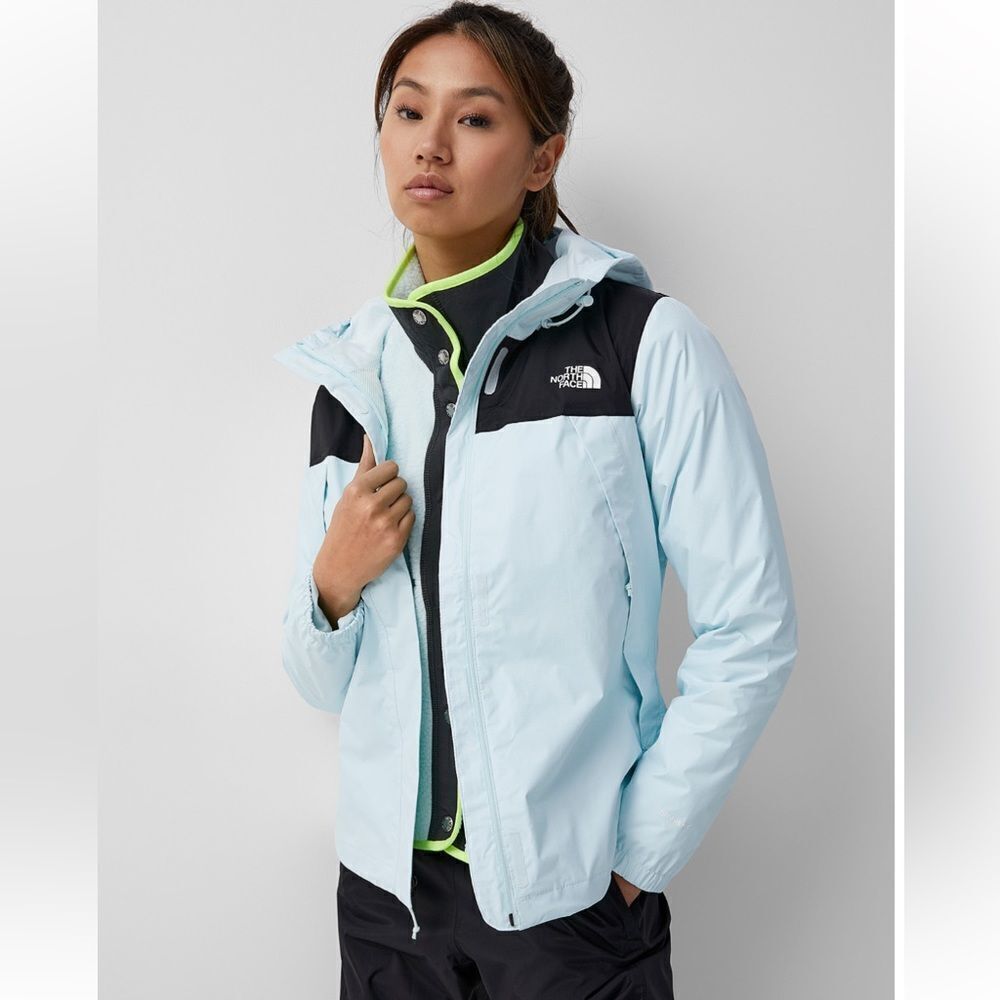 North Face ANTORA HOODED RAINCOAT IN BABY BLUE